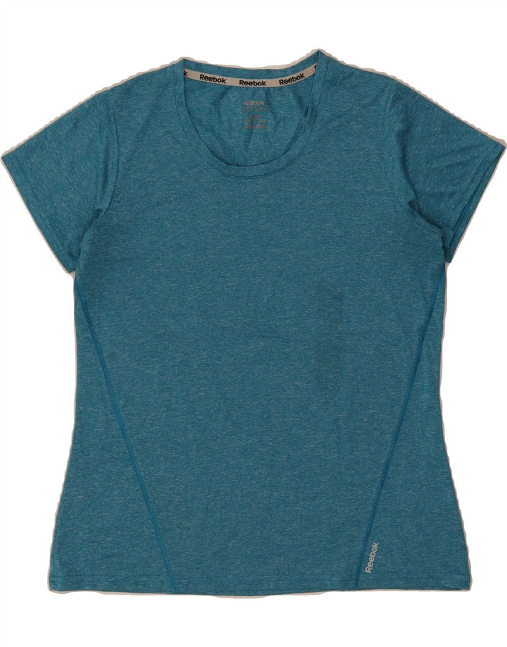 REEBOK Womens T-Shirt Top UK 14 Medium Blue Flecked Polyester Vintage Reebok and Second-Hand Reebok from Messina Hembry 