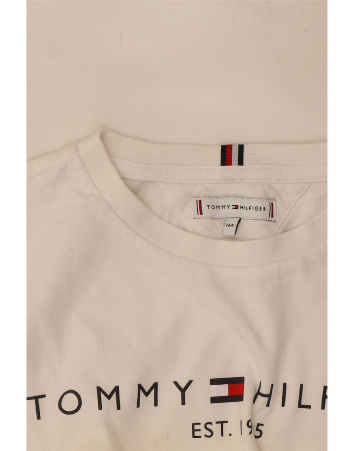 Tommy Hilfiger Топ с рисунком для мальчиков с длинными рукавами, 13–14 лет, белый