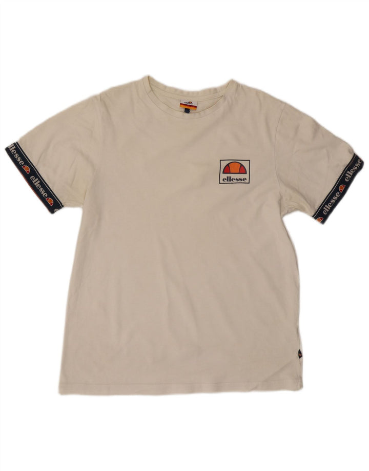Ellesse Мужская футболка с рисунком Топ среднего размера, белый хлопок