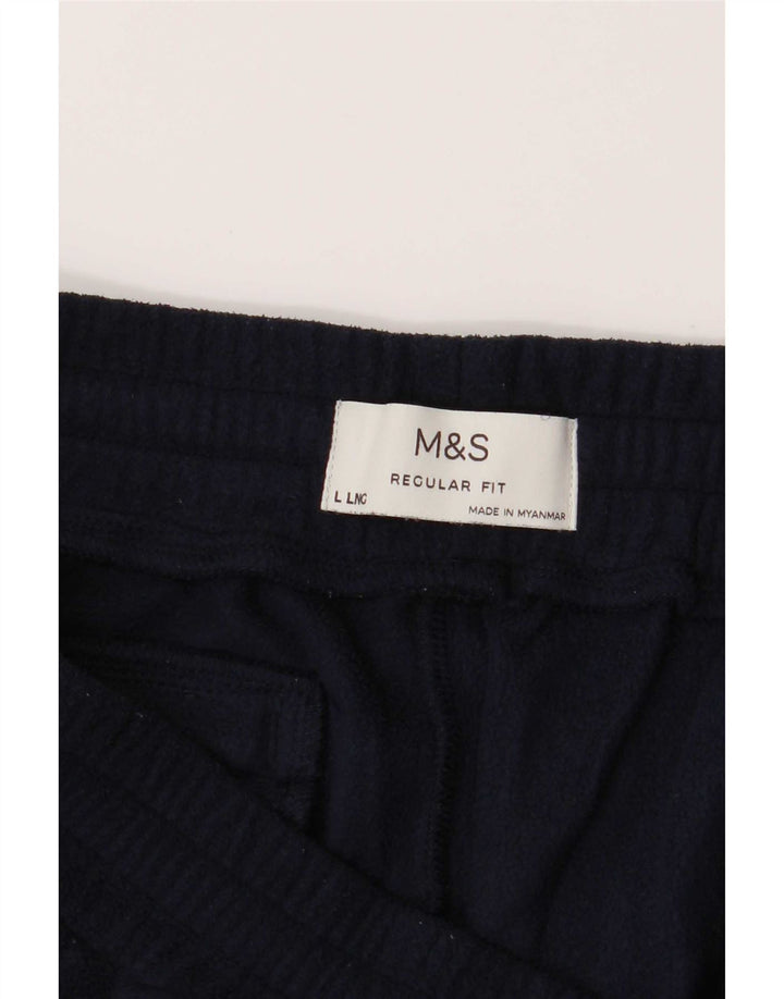 Мужские флисовые спортивные брюки Marks & Spencer, большие темно-синие, полиэстер