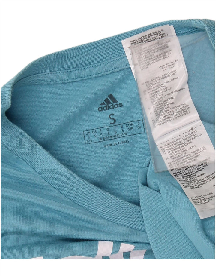 Женская футболка с рисунком ADIDAS Top UK 8/10, маленький синий хлопок