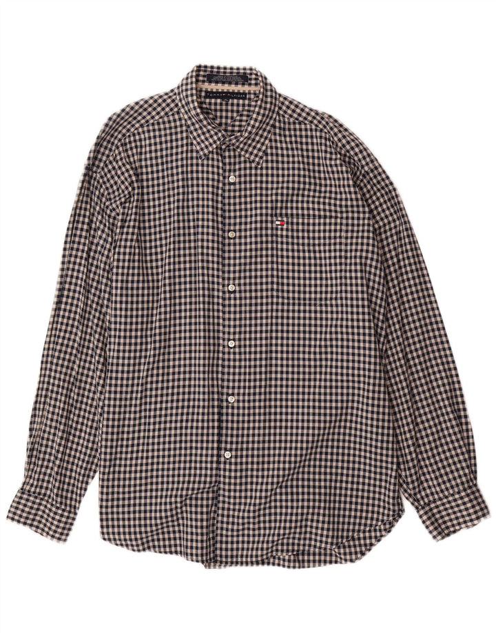 Мужская рубашка TOMMY HILFIGER XL, черная клетка, хлопок