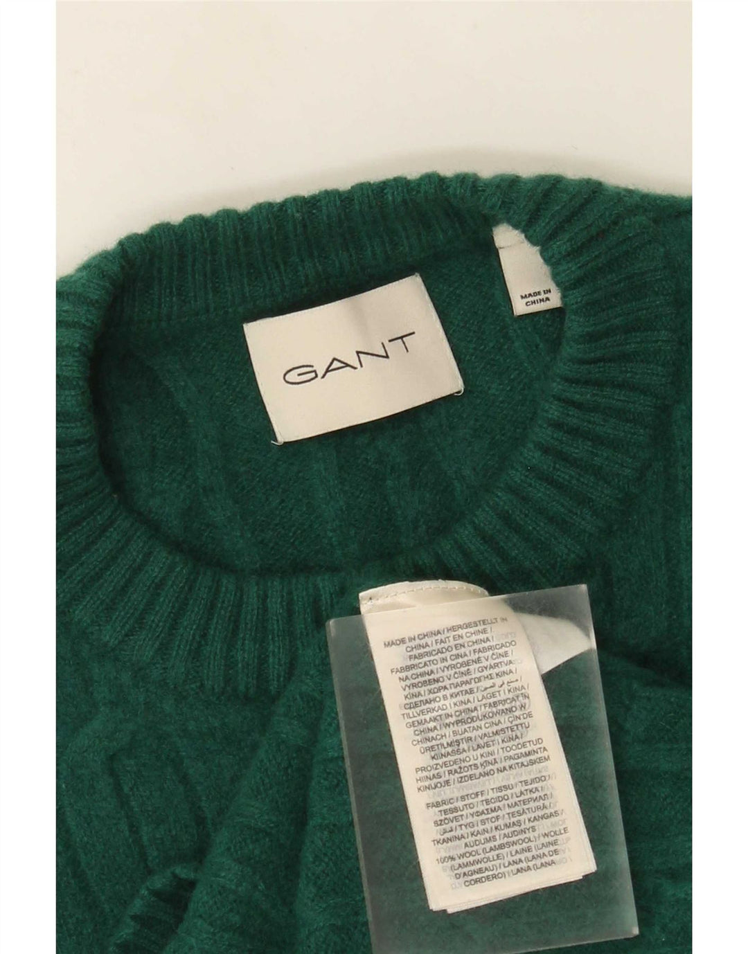 Мужской джемпер стандартного кроя Gant с круглым вырезом, маленький зеленый шерстяной свитер