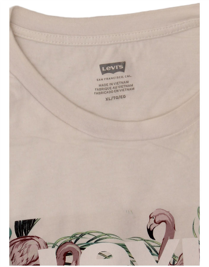 LEVI'S Womens Graphic T-Shirt Top UK 18 XL White