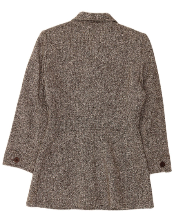 Promod Womens Overcoat UK 12 Medium  Grey Flecked Cotton
