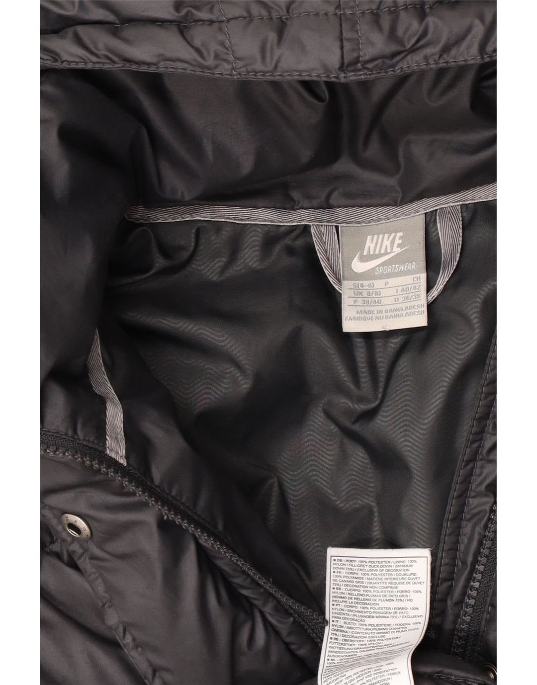 Женская утепленная куртка с капюшоном Nike UK 8/10, маленькая черная, полиэстер