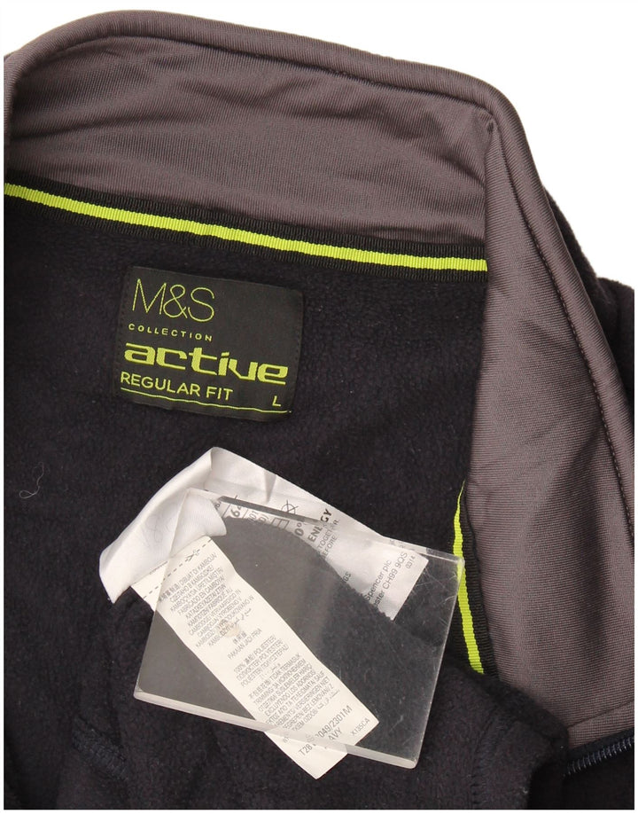 Мужская флисовая куртка стандартного кроя Marks & Spencer UK 40, большая темно-синяя