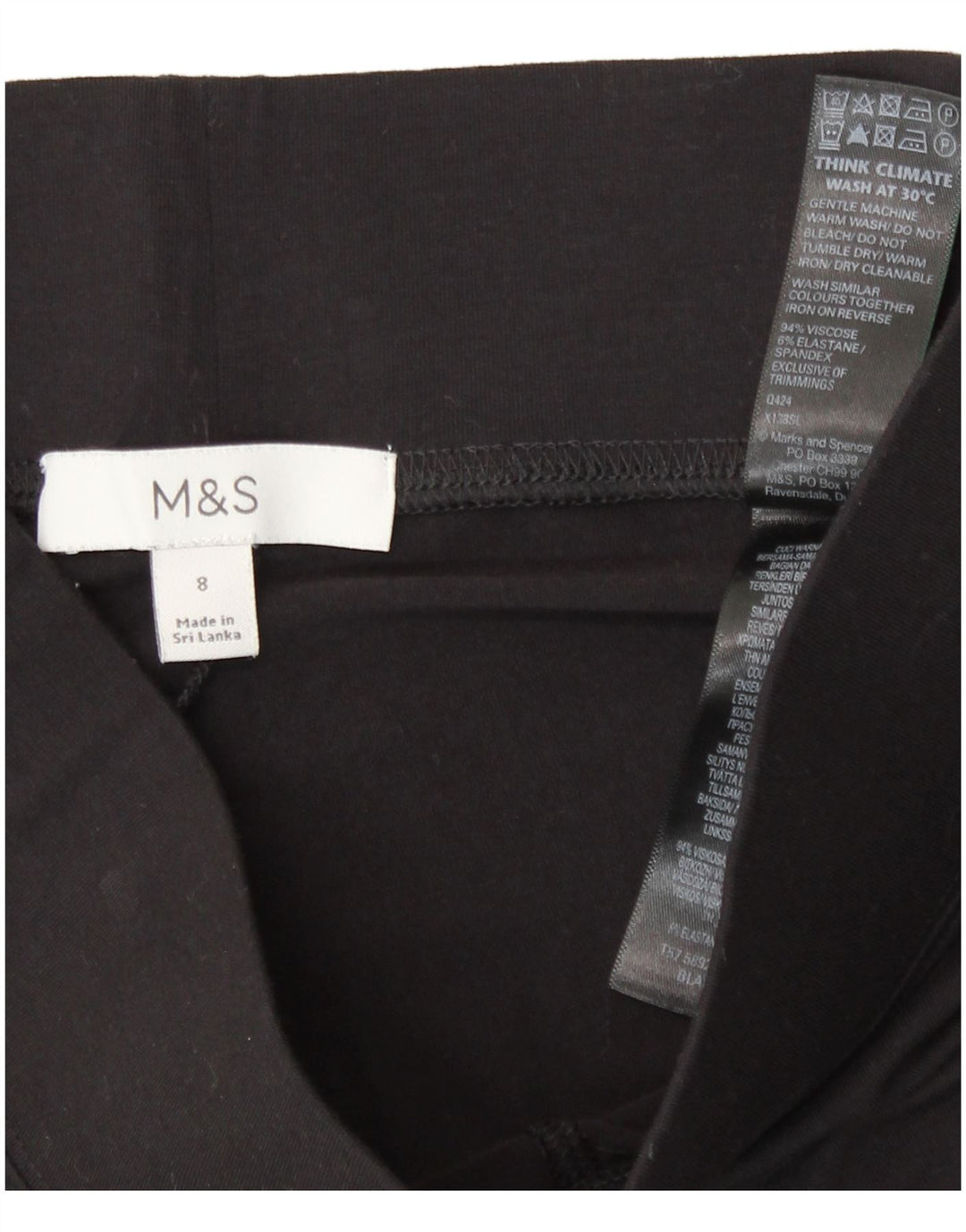 Женские укороченные леггинсы Marks & Spencer UK 8, черные, вискоза