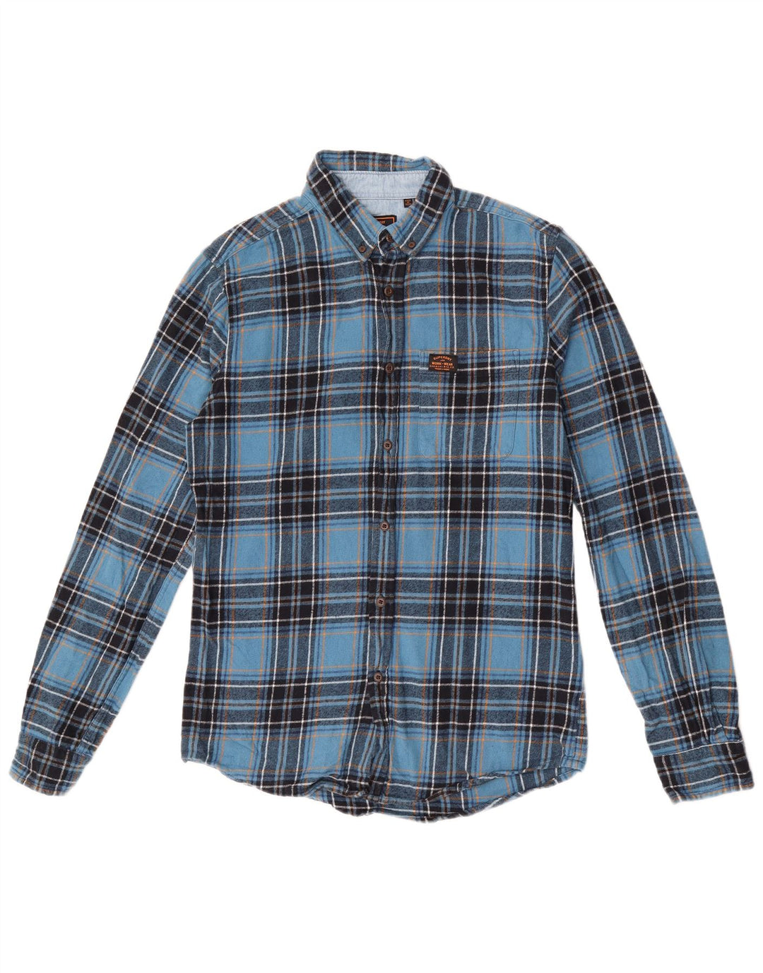 Мужская фланелевая рубашка Superdry, маленькая синяя клетка, хлопок