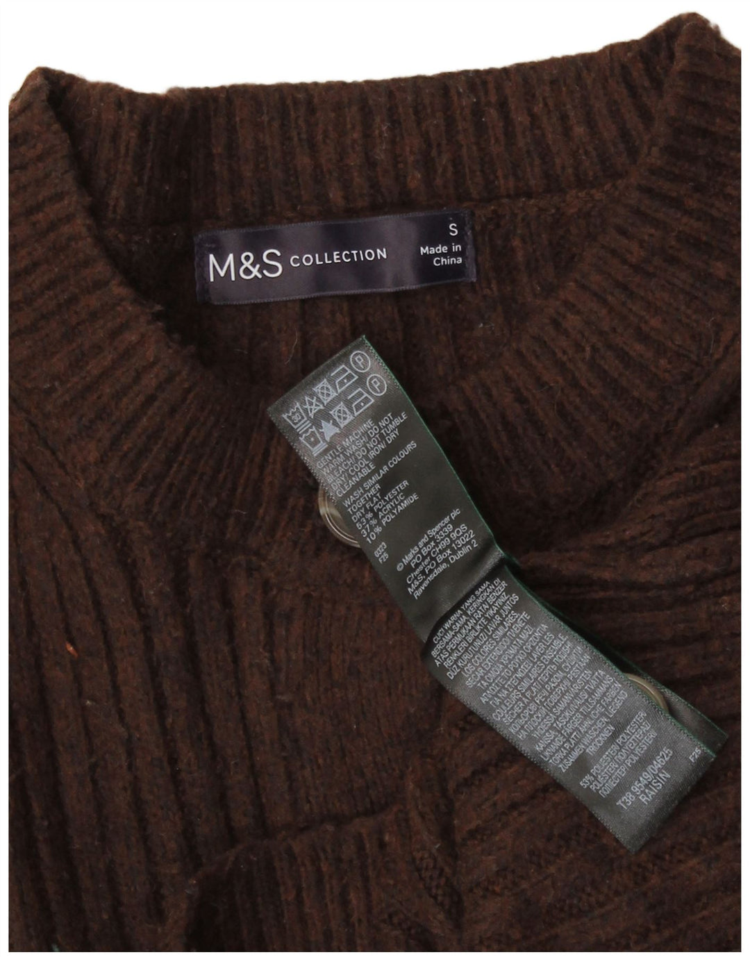 Женский укороченный кардиган Marks & Spencer UK 10, маленький коричневый полиэстер