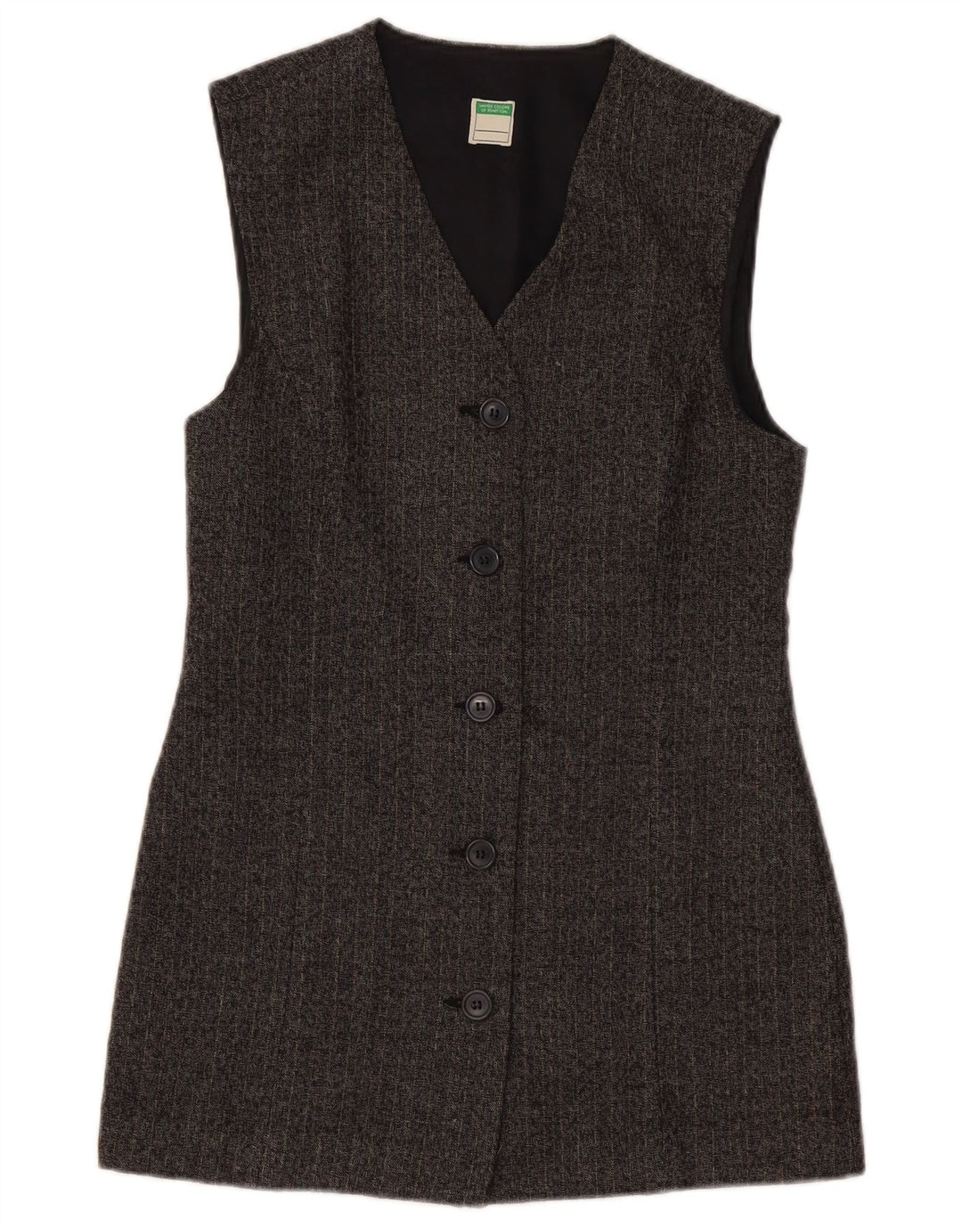 Женский удлиненный пиджак BENETTON UK 10, маленький серый в тонкую полоску