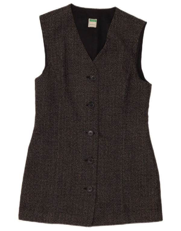 Женский удлиненный пиджак BENETTON UK 10, маленький серый в тонкую полоску