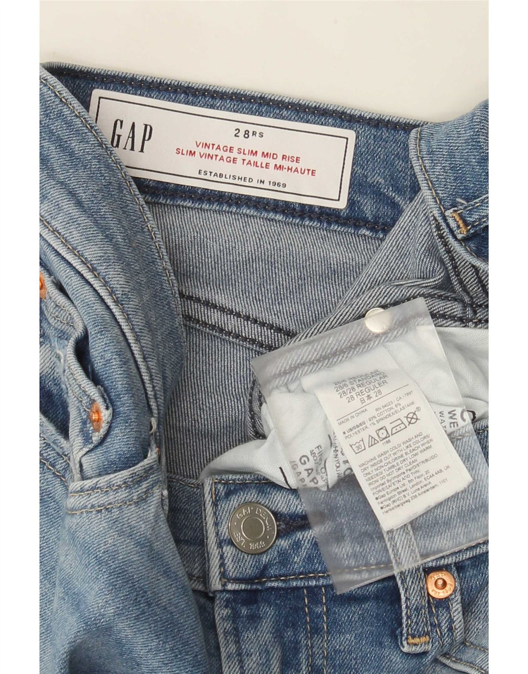Женские узкие джинсы со средней посадкой Gap W28 L27, синие хлопковые