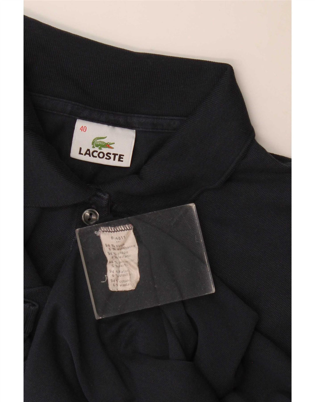 Женская рубашка-поло Lacoste, размер 40, средний темно-синий, хлопок