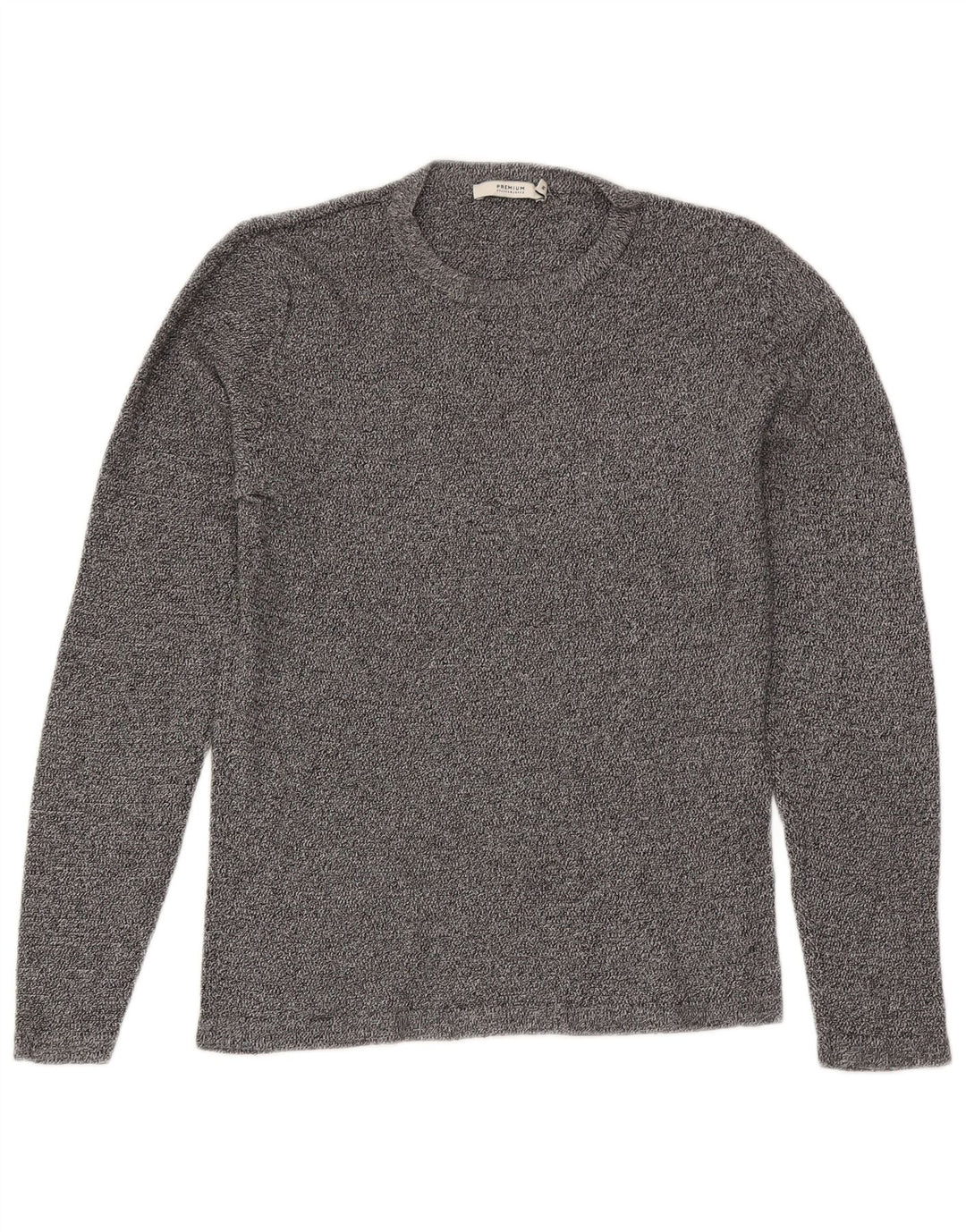 Мужской джемпер с круглым вырезом Jack & Jones, хлопковый свитер среднего серого цвета с крапинками