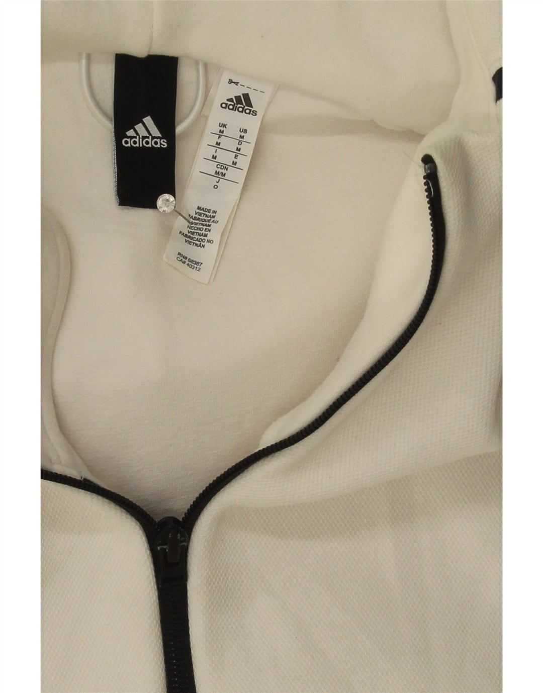 ADIDAS Мужской свитер с капюшоном на молнии, средний белый хлопок, хлопок