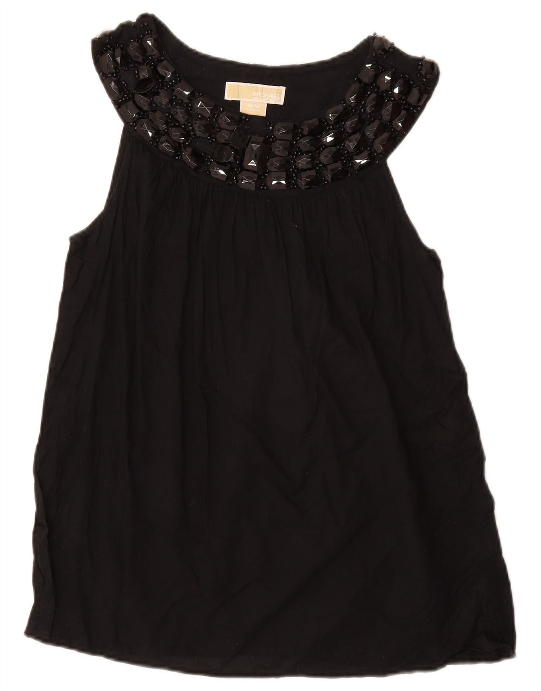 Женская блузка без рукавов MICHAEL KORS UK 12, средний черный хлопок