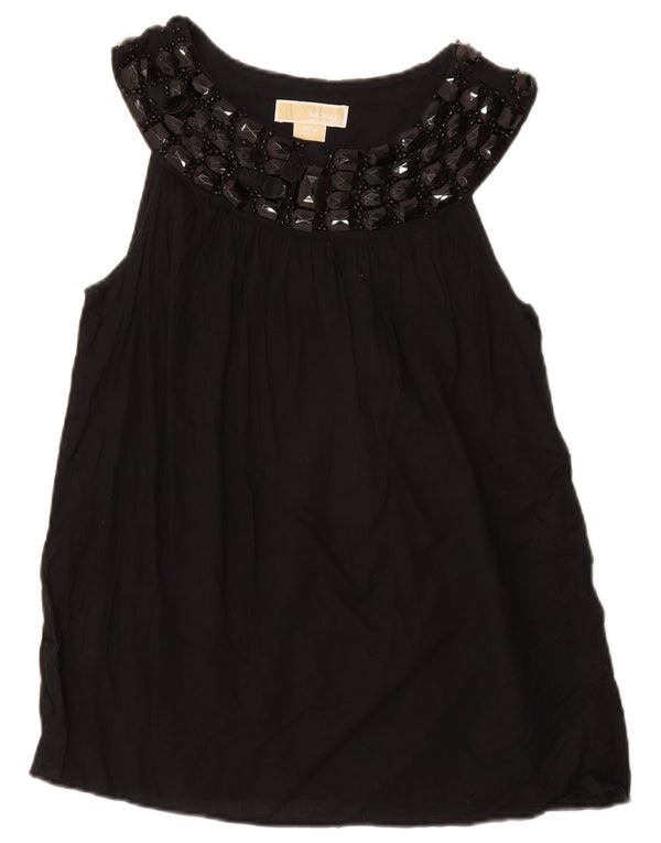 Женская блузка без рукавов MICHAEL KORS UK 12, средний черный хлопок