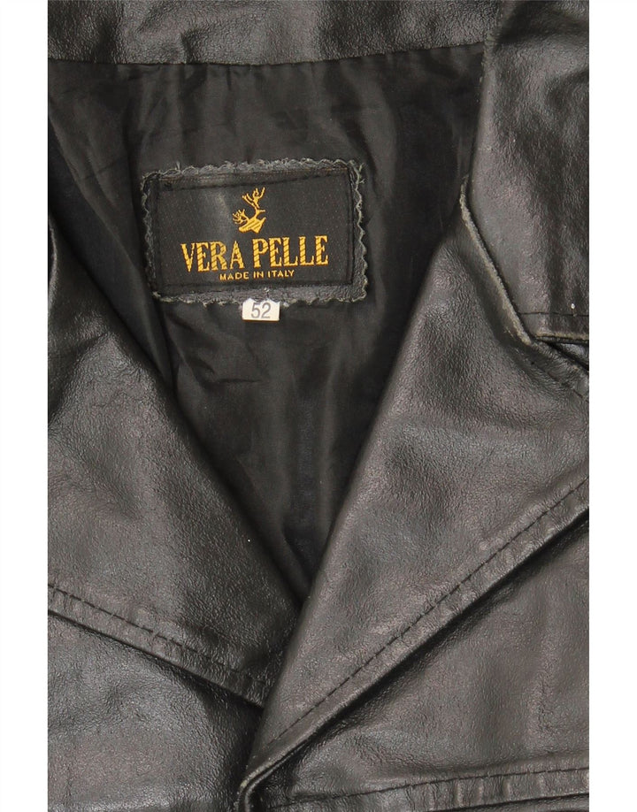 VINTAGE Мужская кожаная куртка IT 52 XL Черная кожа