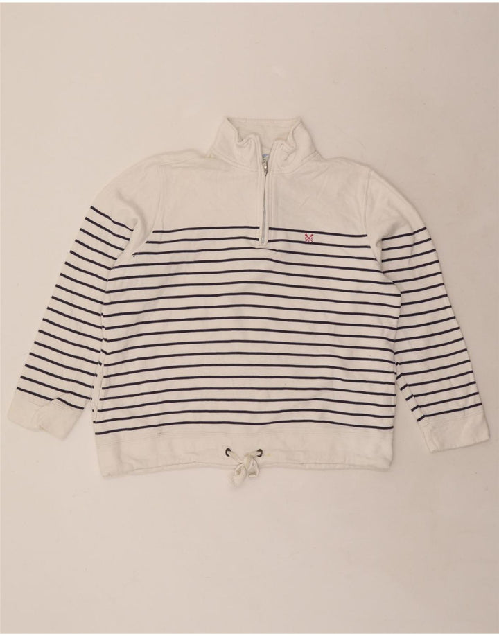 Женский свитер с воротником на молнии UK 14, большой белый полосатый джемпер CREW CLOTHING