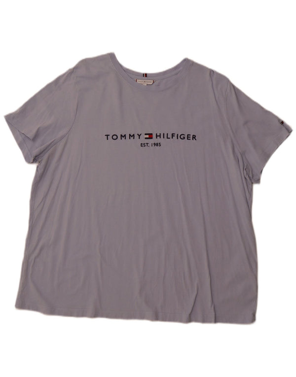 TOMMY HILFIGER Женская футболка с рисунком Top UK 24 4XL Синий Хлопок