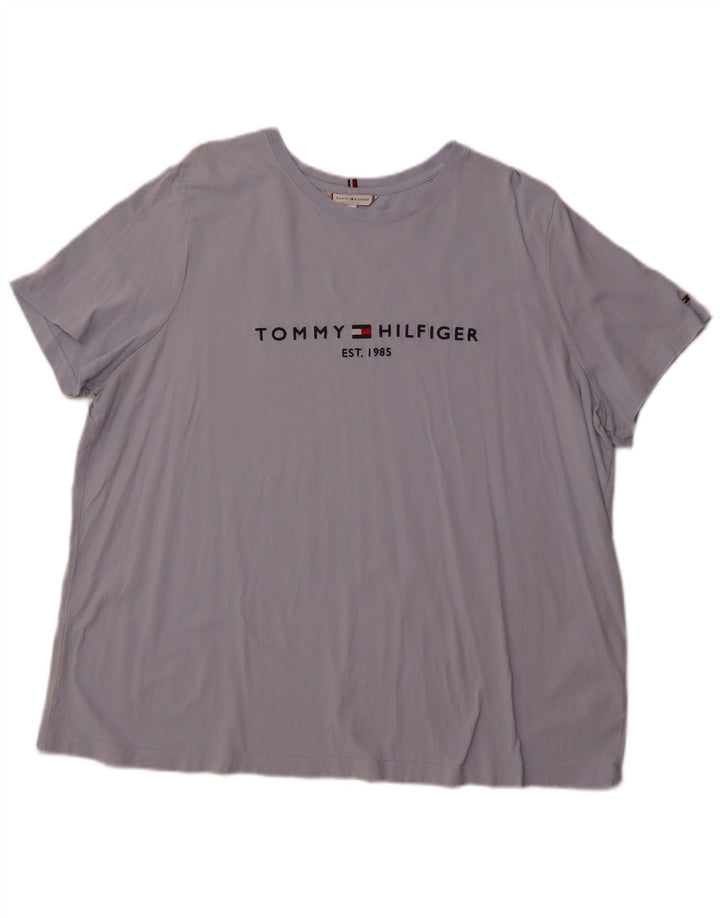 TOMMY HILFIGER Женская футболка с рисунком Top UK 24 4XL Синий Хлопок