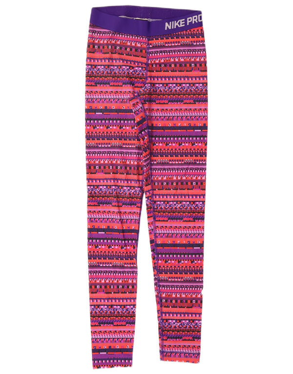 Женские леггинсы NIKE Dri Fit с графическим рисунком, Великобритания, 8 маленьких размеров, разноцветные с геометрическим узором