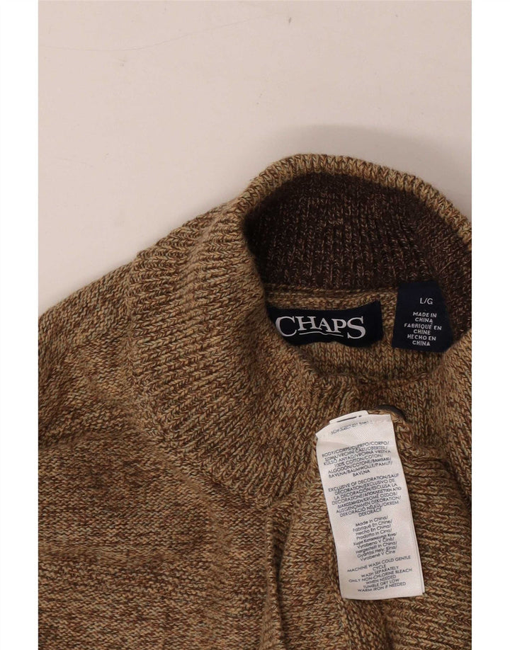 Мужской джемпер на пуговицах Chaps, большой коричневый хлопковый свитер