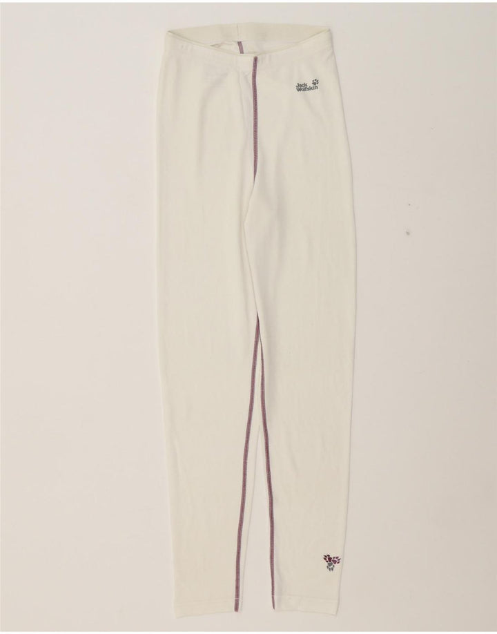 JACK WOLFSKIN Womens Leggings UK 10 Small  White Polyester Vintage Jack Wolfskin and Second-Hand Jack Wolfskin from Messina Hembry 