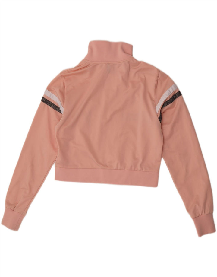 Женский укороченный спортивный костюм Ellesse, верхняя куртка UK 10, маленький полиэстер в розовую полоску