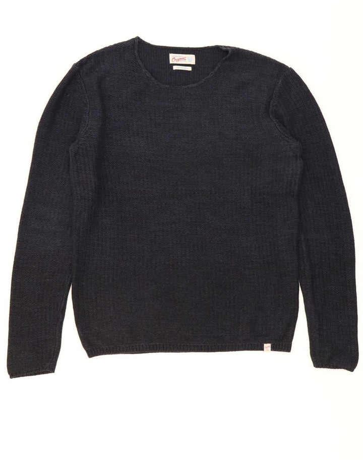 JACK & JONES Mens Crew Neck Jumper Sweater Medium Navy Blue Vintage Jack & Jones and Second-Hand Jack & Jones from Messina Hembry 