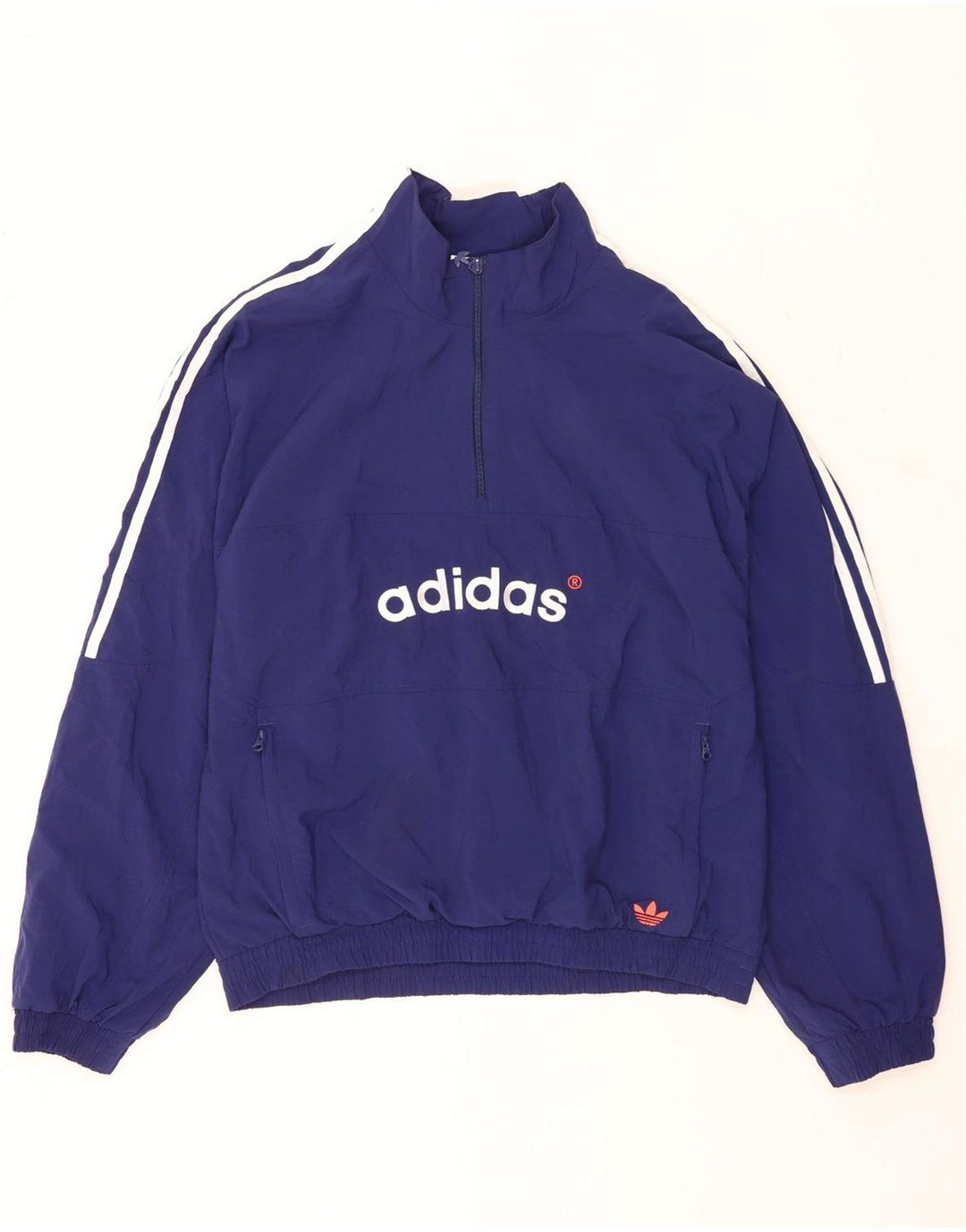 Мужской спортивный костюм Adidas свободного кроя с графическим воротником на молнии, средний синий