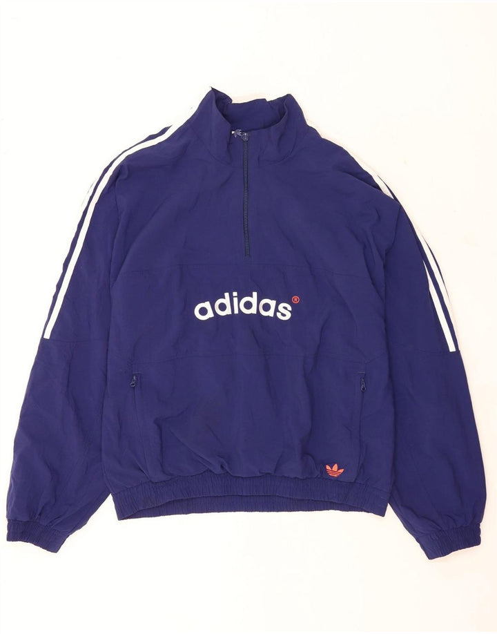 Мужской спортивный костюм Adidas свободного кроя с графическим воротником на молнии, средний синий