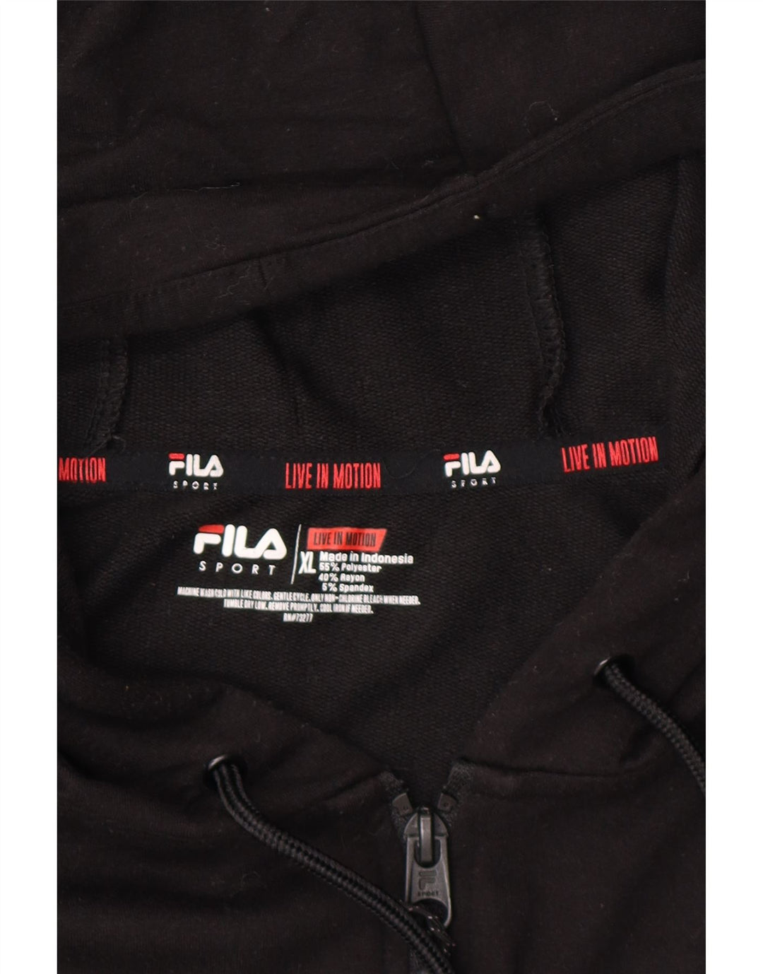 FILA Mens Zip Hoodie Sweater XL Black Polyester Vintage Fila and Second-Hand Fila from Messina Hembry 