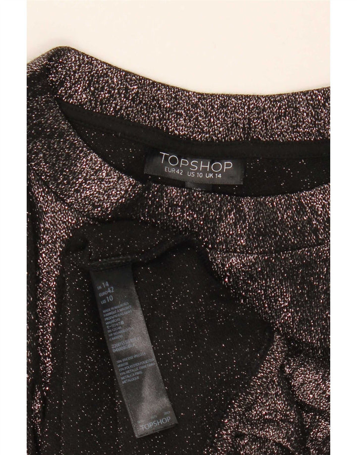 Женская укороченная блузка Topshop UK 14, большая черная вискоза
