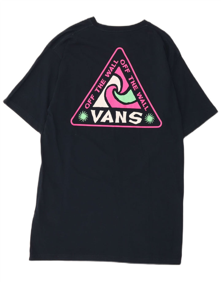 Мужская футболка классического кроя с рисунком Vans, средний темно-синий хлопковый топ