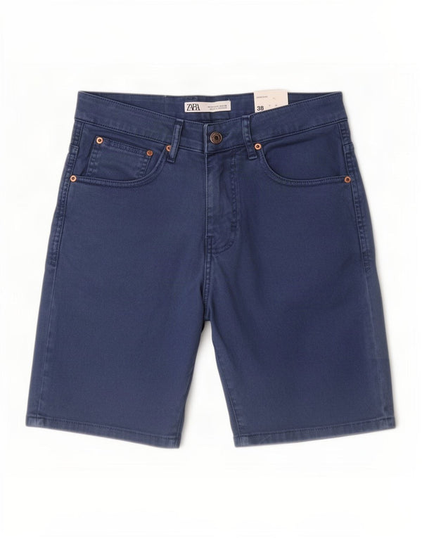 Мужские повседневные шорты Zara EU 38, маленькие W30, синие, хлопок