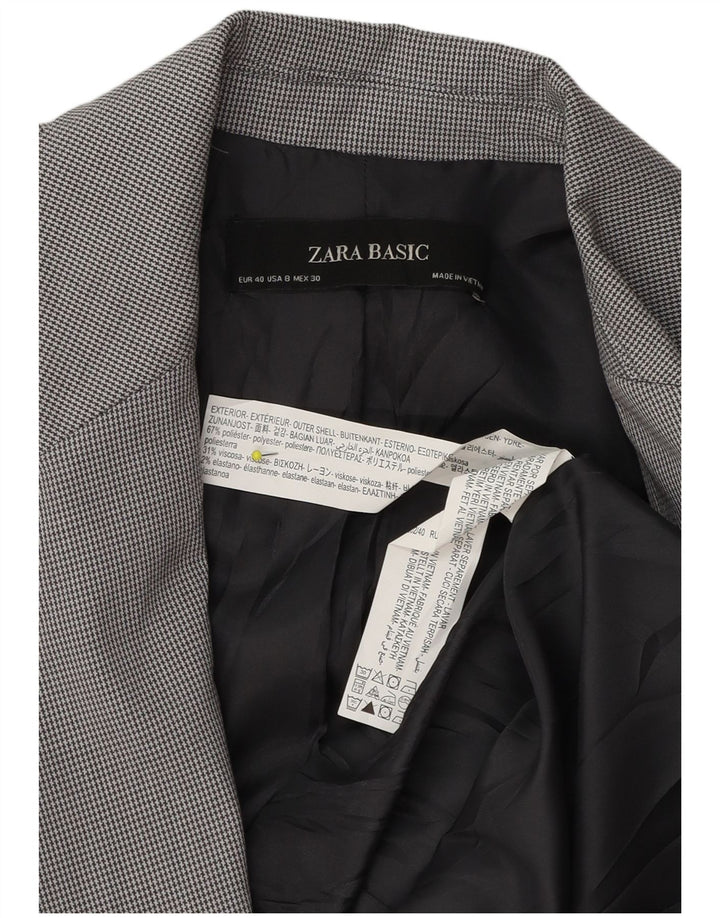 Женский пиджак на 1 пуговице Zara EU 40, средний серый полиэстер с узором «гусиные лапки»