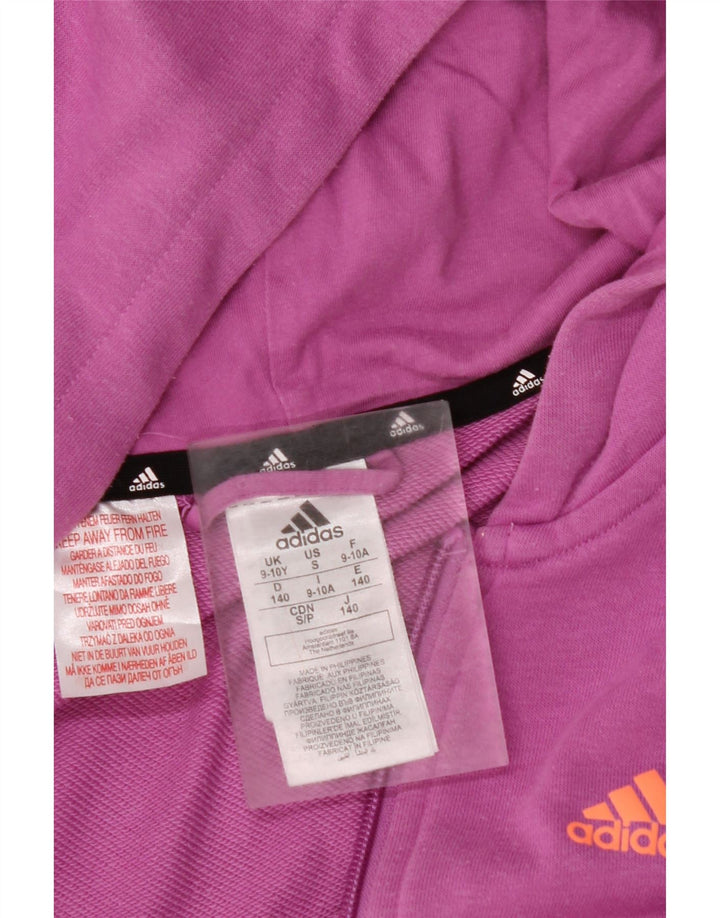 Свитер с капюшоном и молнией с графическим рисунком для девочек ADIDAS, 9–10 лет, хлопок, фиолетовый цвет