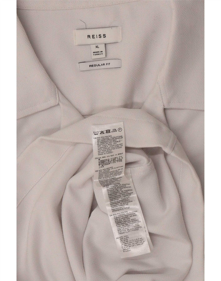 Reiss Мужская рубашка стандартного кроя с коротким рукавом XL, белый полиэстер
