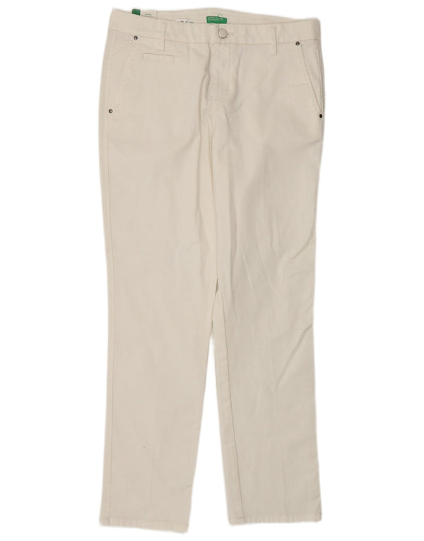 Женские узкие брюки чинос Benetton UK 8 Small W30 L28 Белый хлопок