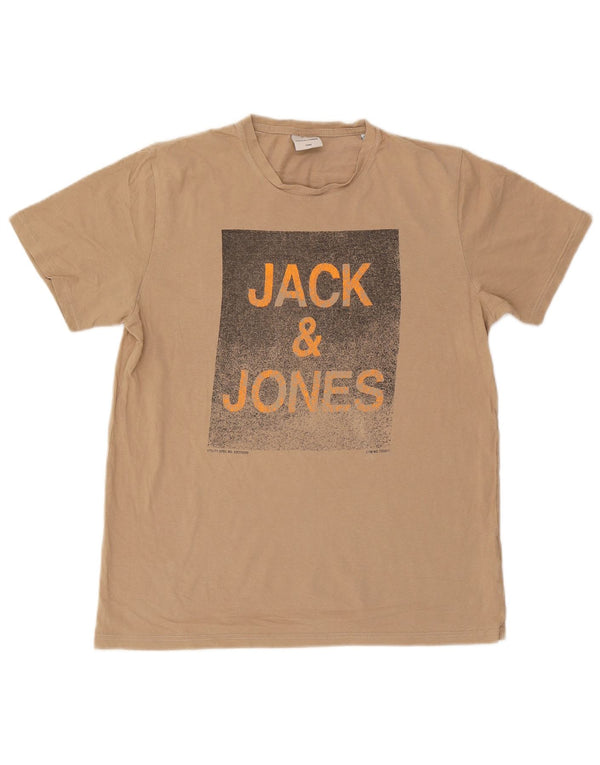 Мужская футболка с рисунком Jack & Jones Top XL, бежевый хлопок
