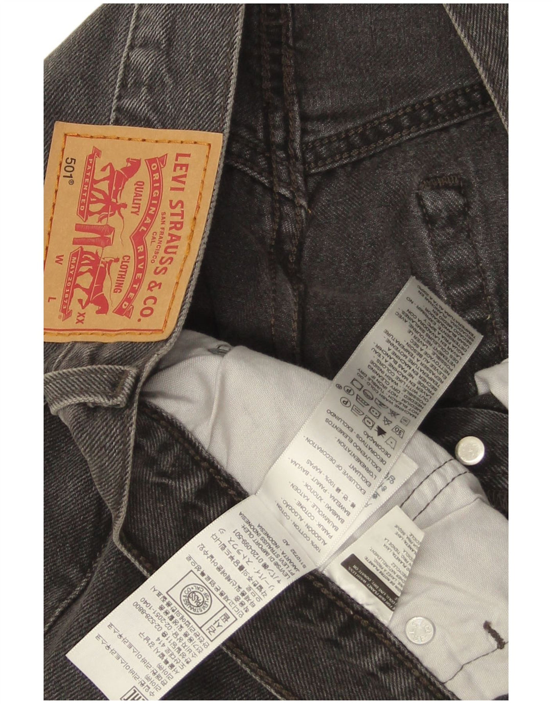 Мужские прямые джинсы Levi's 501 W30 L28, черный хлопок