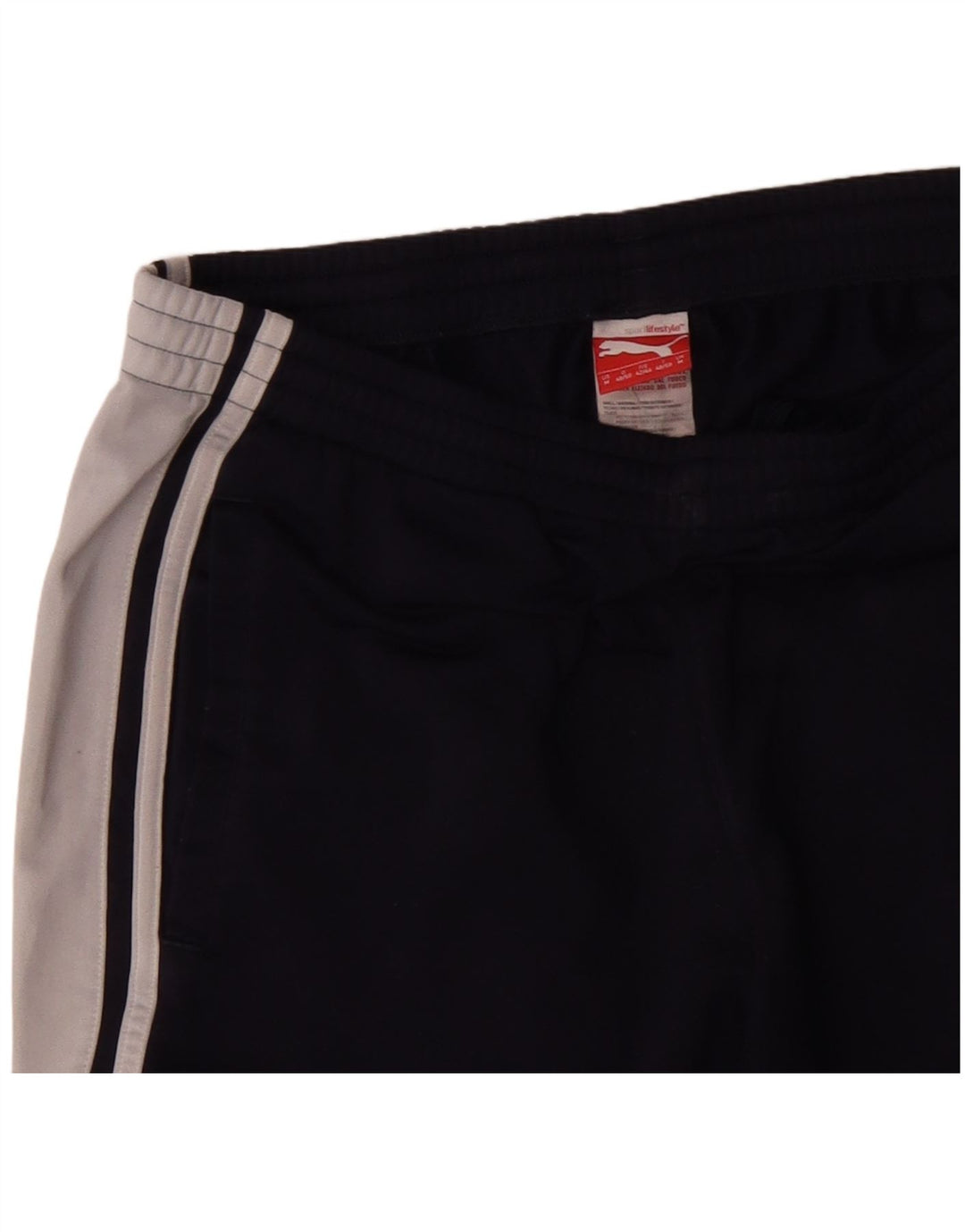 Мужские спортивные брюки PUMA среднего размера, темно-синие, полиэстер с цветными блоками