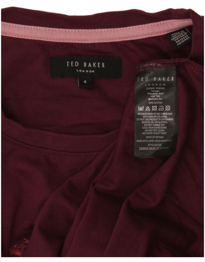 Мужская футболка с рисунком Ted Baker, размер 4, большой темно-бордовый хлопок