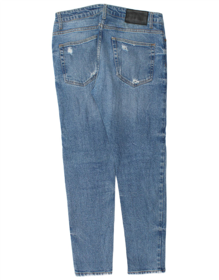 Женские потертые узкие джинсы Zara W33 L28 синие