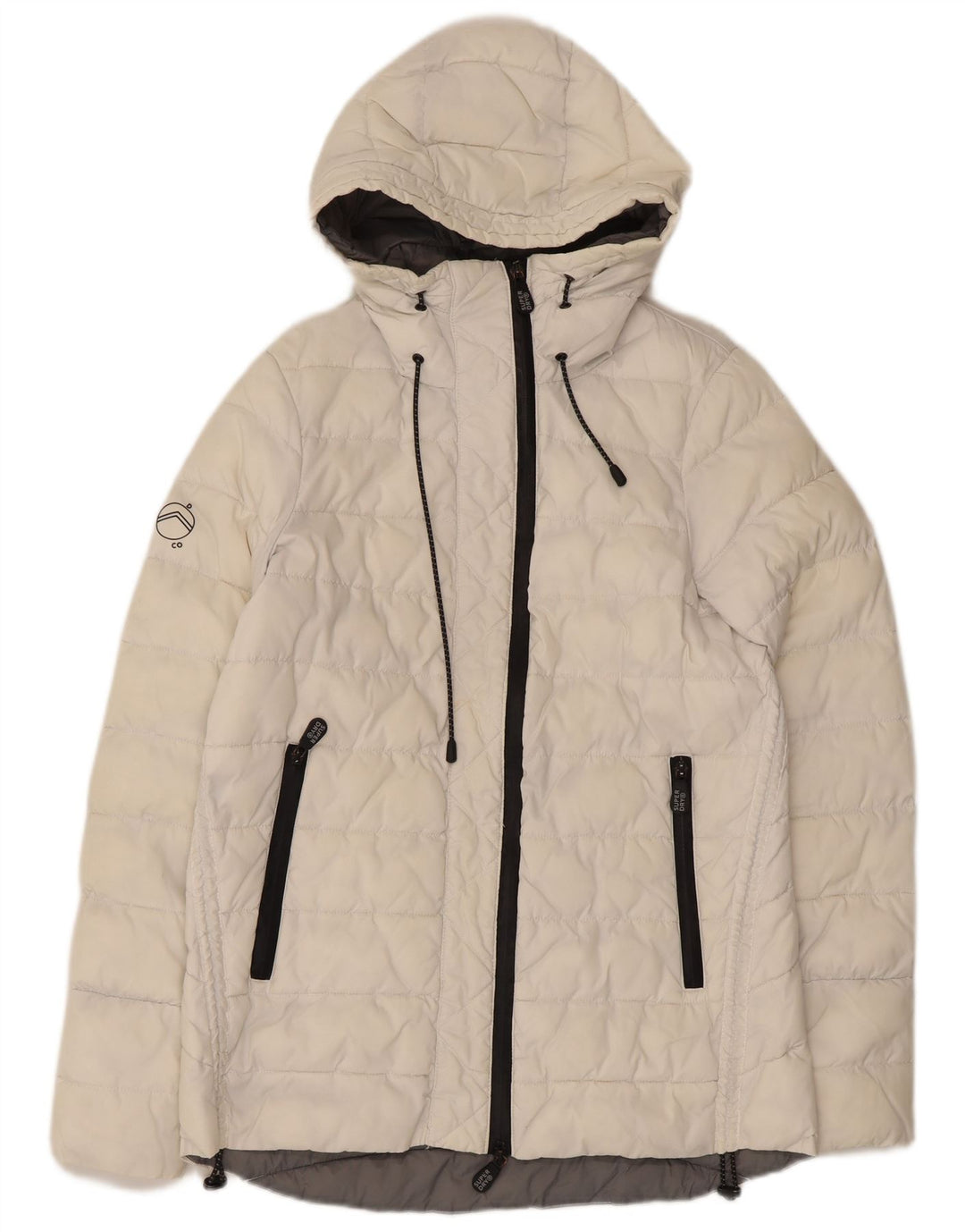 Женская утепленная куртка с капюшоном Superdry UK 8, маленький белый нейлон