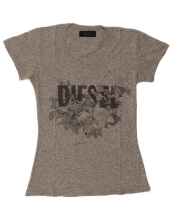 Женская футболка с рисунком Diesel Top UK 8, маленькая, серая