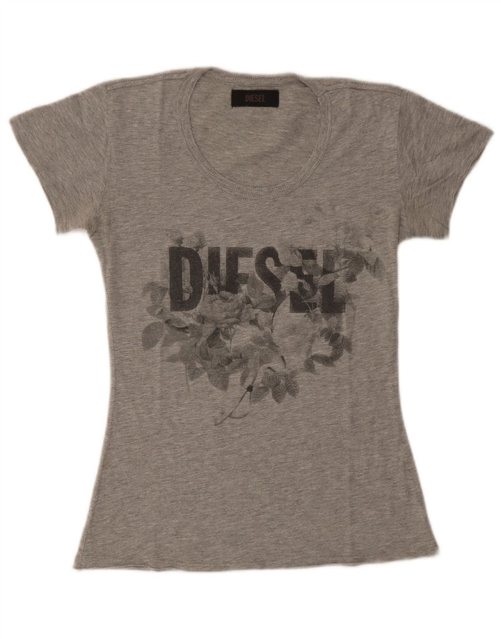 Женская футболка с рисунком Diesel Top UK 8, маленькая, серая