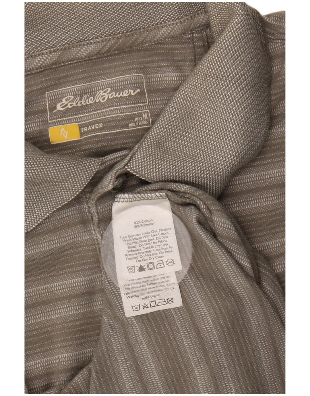 Мужская рубашка поло EDDIE BAUER, хлопковая полоска серого цвета среднего размера